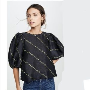 Ganni Puff Sleeve Blouse size 10